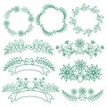 Set of hand drawn floral of wreaths the rustic style. Royalty Free Stock Photo