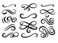 Set of hand drawn flourish elements.