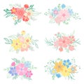 Set of hand drawn flower bouquets