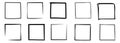 Set of hand drawn frames of squares Royalty Free Stock Photo