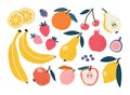 Set with hand-drawn fruit doodles. Royalty Free Stock Photo