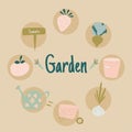 Set of hand drawn garden elements. - vector