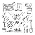 A set of hand drawn gardening elements.