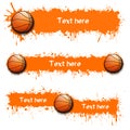 Set of hand drawn grunge banners with basketball Royalty Free Stock Photo