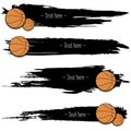 Set of hand drawn grunge banners with basketball Royalty Free Stock Photo