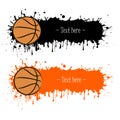 Set of hand drawn grunge banners with basketball Royalty Free Stock Photo