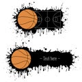 Set of hand drawn grunge banners with basketball Royalty Free Stock Photo