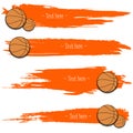 Set of hand drawn grunge banners with basketball Royalty Free Stock Photo