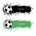 Set of hand drawn grunge banners with soccer bal Royalty Free Stock Photo