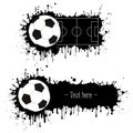 Set of hand drawn grunge banners with soccer bal Royalty Free Stock Photo