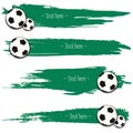 Set of hand drawn grunge banners with soccer bal Royalty Free Stock Photo