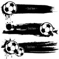 Set of hand drawn grunge banners with soccer ball Royalty Free Stock Photo