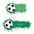 Set of hand drawn grunge banners with soccer ball Royalty Free Stock Photo