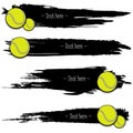 Set of hand drawn grunge banners with tennis ball Royalty Free Stock Photo