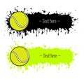 Set of hand drawn grunge banners with tennis ball Royalty Free Stock Photo