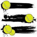 Set of hand drawn grunge banners with tennis ball Royalty Free Stock Photo