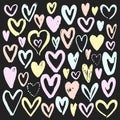 Set of hand drawn hearts on chalkboard background. Heart icon. Vector collection.