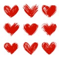 Set of hand drawn hearts. Design element.