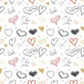 Set of hand drawn hearts. Happy Valentines Day. I love You. Royalty Free Stock Photo