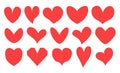 Set of hand drawn hearts, love symbol icon set. Royalty Free Stock Photo