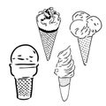 Set of hand drawn ice cream cones and bars Royalty Free Stock Photo