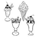 Set of hand drawn ice cream cones and bars Royalty Free Stock Photo