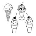 Set of hand drawn ice cream cones and bars Royalty Free Stock Photo