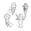 Set of hand drawn ice cream cones and bars Royalty Free Stock Photo