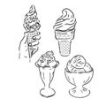 Set of hand drawn ice cream cones and bars Royalty Free Stock Photo