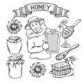 Set hand drawn icon honey. Royalty Free Stock Photo