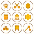 Set of hand drawn icons on beekeeping theme