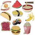 Set of Hand drawn icons of Foods - Illustration Royalty Free Stock Photo