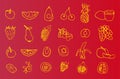 Set of hand-drawn icons of fruit