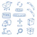 Set of hand-drawn icons for online shop