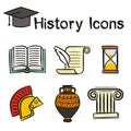 Set of hand-drawn icons on the theme of History Royalty Free Stock Photo