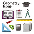 Set of hand-drawn icons on the theme of Maths Royalty Free Stock Photo
