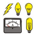 Set of hand-drawn icons on the theme of Physics Royalty Free Stock Photo