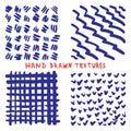 Set hand drawn ink texture on white background Royalty Free Stock Photo