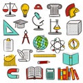 Set of hand drawn isolated educational icons Royalty Free Stock Photo