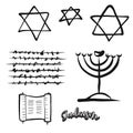 Set of hand-drawn Jewish symbols Royalty Free Stock Photo