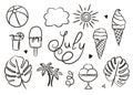 Set of hand drawn july elements