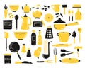 Set of hand drawn kitchen utensils, equipment. Collection of cooking doodles Royalty Free Stock Photo