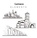Set of hand-drawn Larnaca buildings elements sketch vector illustration