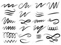 Set of hand drawn lettering and calligraphy swirls, squiggles. Vector ink decorations for composition