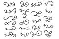 Set of hand drawn lettering and calligraphy swirls, squiggles. Vector ink decorations for composition Royalty Free Stock Photo