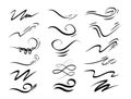 Set of hand drawn lettering and calligraphy swirls, squiggles. Vector ink decorations for composition Royalty Free Stock Photo