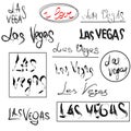 Set of hand drawn lettering - I love Las Vegas. Name of city in different spellings. Design element.