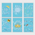 Set of hand drawn lettering summer and travel card for print, ba Royalty Free Stock Photo