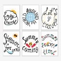 Set of hand drawn lettering summer and travel card for print, ba Royalty Free Stock Photo