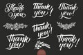 Set of hand drawn lettering Thank You. Elegant modern handwritten calligraphy with thankful quote. Vector Ink Royalty Free Stock Photo